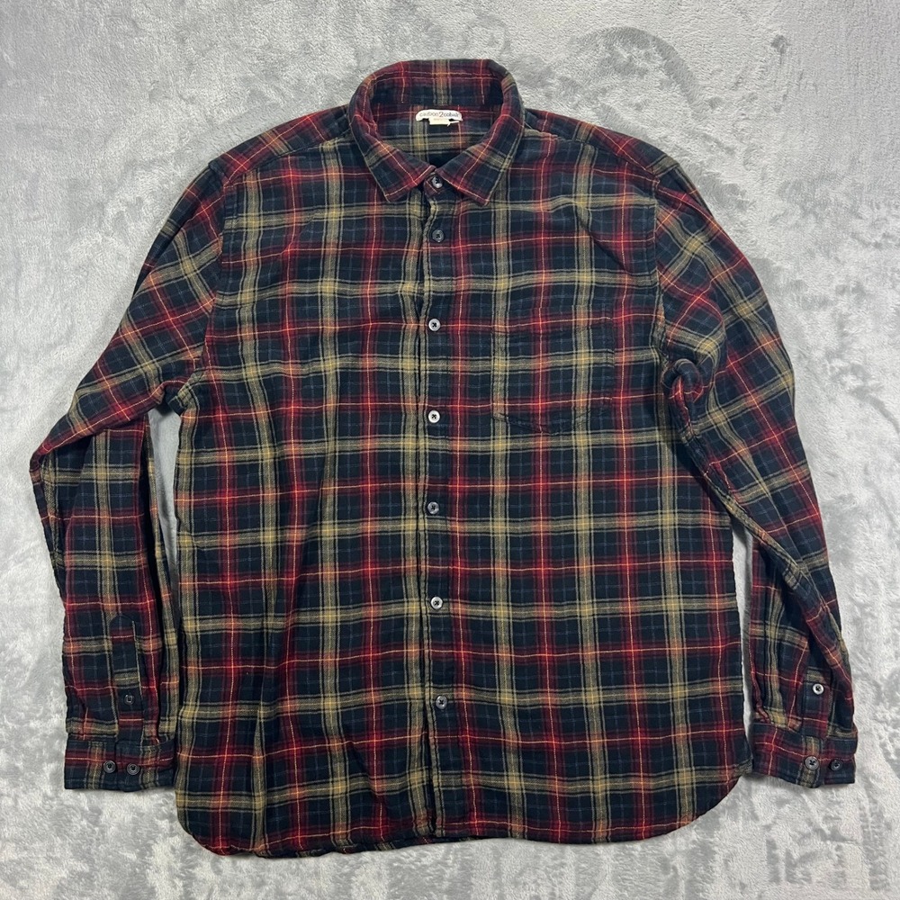 Carbon 2 Cobalt Flannel Shirt Mens Large Red Plaid Long Sleeve Workwear Cabin